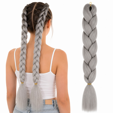 Coafor si Frizerie - Extensie Păr Jumbo Braid Silver Frost – Păr Sintetic Premium pentru Împletituri Afro