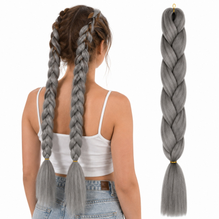 Coafor si Frizerie - Extensie Păr Jumbo Braid Silver Mist – Păr Sintetic Premium pentru Împletituri Afro
