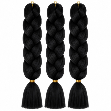 Coafor si Frizerie - Extensii colorate cozi pentru impletituri · negru Jumbo