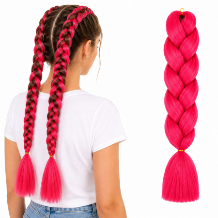 Coafor si Frizerie - Extensii Jumbo Braid Roz Neon pentru Împletituri Afro – Pink Blossom