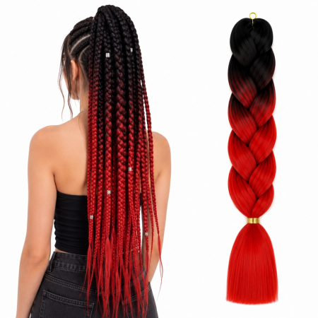 Extensii Păr Sintetic Jumbo Ombre pentru Împletituri Afro – Crimson Shadow [0]