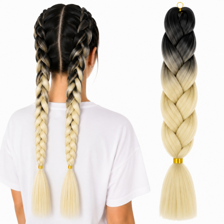 Coafor si Frizerie - Extensii Păr Sintetic Jumbo Ombre pentru Împletituri Afro – Ivory Eclipse