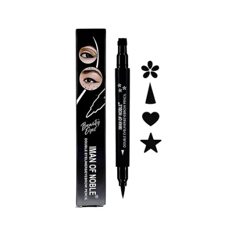 Eyeliner cu 2 capete tip carioca cu stampila Floare, Negru [3]