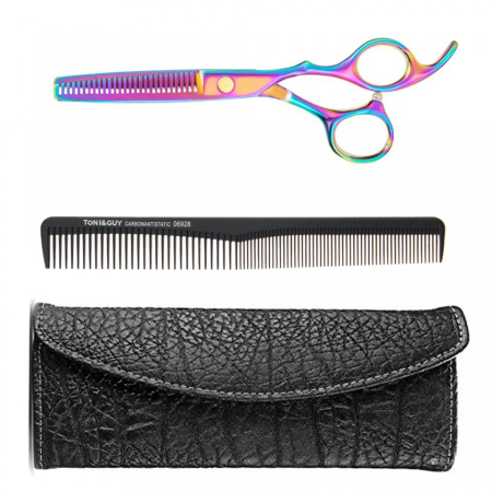 Foarfeca de tuns - Foarfeca de filat cameleon Alby 6" pieptan carbon frizerie geanta