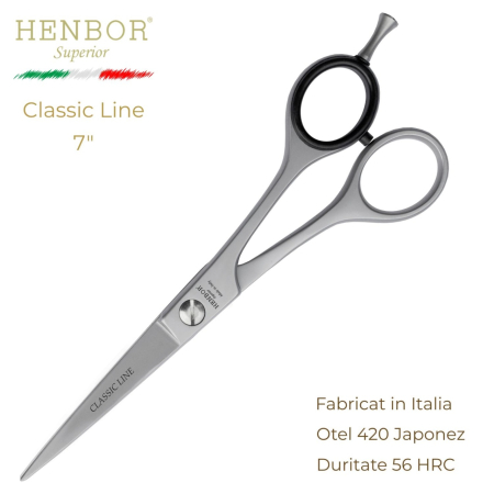 Coafor si Frizerie - Foarfecă de Tuns Profesională Henbor Classic Line 7.0" – Oțel Inoxidabil 420, 56 HRC, Fabricată în Italia