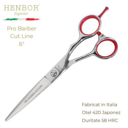 Coafor si Frizerie - Foarfecă de Tuns Profesională Henbor Pro Barber Cut Line 6.0" – Oțel Inoxidabil 420, 58 HRC, Fabricată în Italia