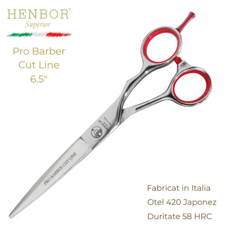 Coafor si Frizerie - Foarfecă de Tuns Profesională Henbor Pro Barber Cut Line 6.5" – Oțel Inoxidabil 420, 58 HRC, Fabricată în Italia
