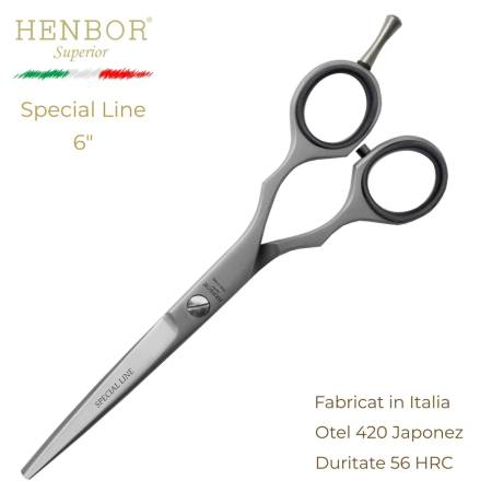 Coafor si Frizerie - Foarfecă de Tuns Profesională Henbor Special Line 6.0" – Oțel Inoxidabil 420, 56 HRC, Fabricată în Italia