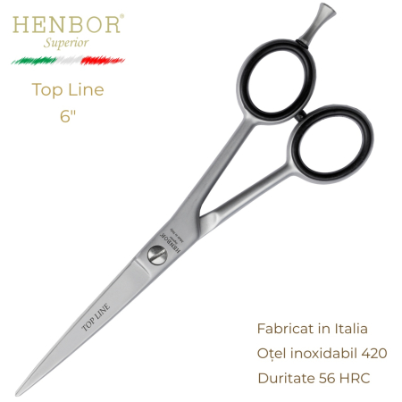 Coafor si Frizerie - Foarfecă de Tuns Profesională Henbor Top Line 6" – Oțel Inoxidabil 420, 56 HRC, Fabricată în Italia
