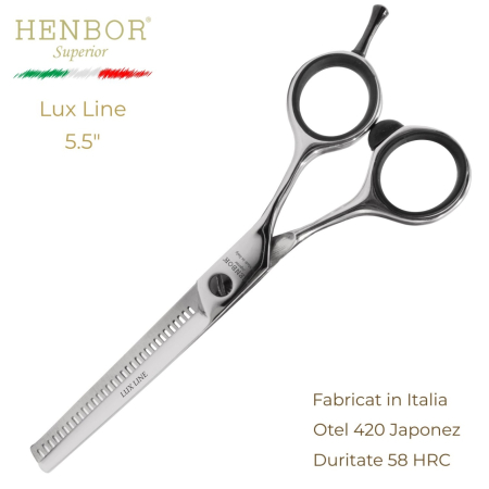 Coafor si Frizerie - Foarfecă Profesională de Filat Henbor Lux Line – 35 Dinți, Oțel Inoxidabil 420, 58 HRC, Fabricată în Italia