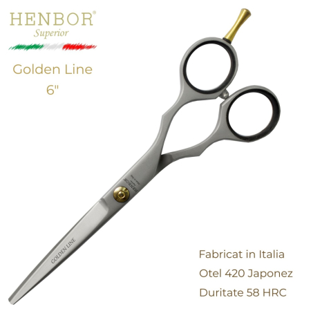 Coafor si Frizerie - Foarfecă Profesională Henbor Golden Line – Oțel 420, 58 HRC