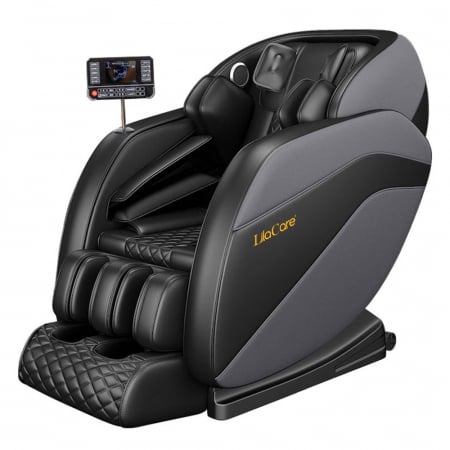 Mobilier frizerie - Fotoliu de masaj Royal Black, cu incalzire, functie bluetooth audio, display, zero gravity, negru