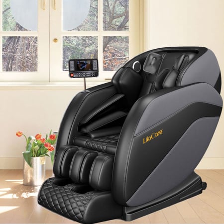 Fotoliu de masaj Royal Black, cu incalzire, functie bluetooth audio, display, zero gravity, negru [3]