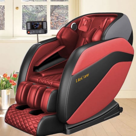 Fotoliu de masaj Royal Red cu incalzire, functie bluetooth audio, display, zero gravity, rosu [1]