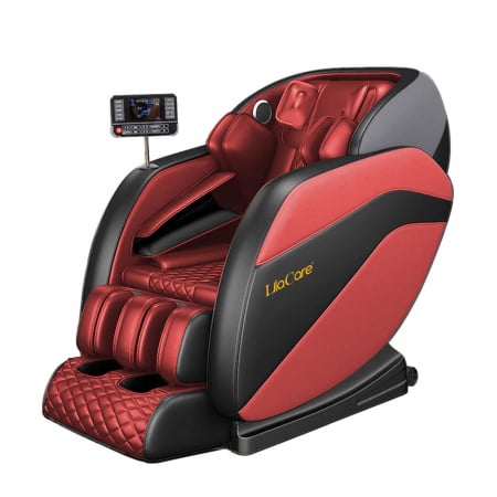 Mobilier frizerie - Fotoliu de masaj Royal Red cu incalzire, functie bluetooth audio, display, zero gravity, rosu