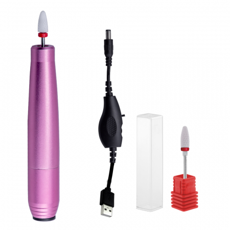 Manichiura si pedichiura - Freza unghii · Miley · 25.000 rpm · alimentare USB · roz