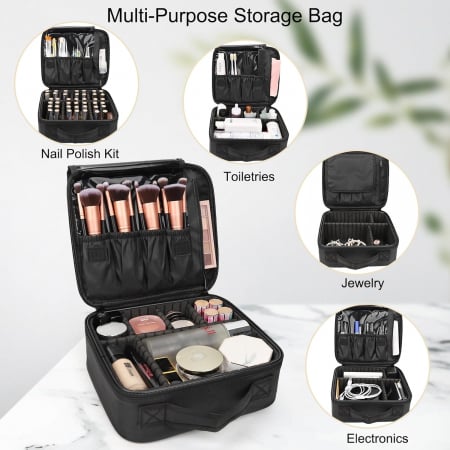 Geanta cosmetice makeup, verde smarald, 26x23x9 cm, pentru voiaj, calatorie [2]