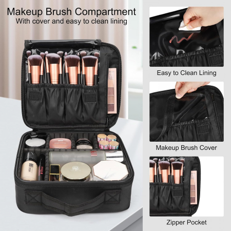 Geanta cosmetice makeup, verde smarald, 26x23x9 cm, pentru voiaj, calatorie [7]