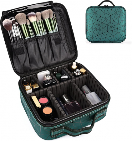 Geanta cosmetice makeup, verde smarald, 26x23x9 cm, pentru voiaj, calatorie [1]
