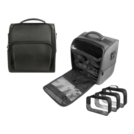 Geanta voiaj, transport cosmetice, produse frizerie, cu 3 portfarduri detasabile, 30x29x22 cm [2]