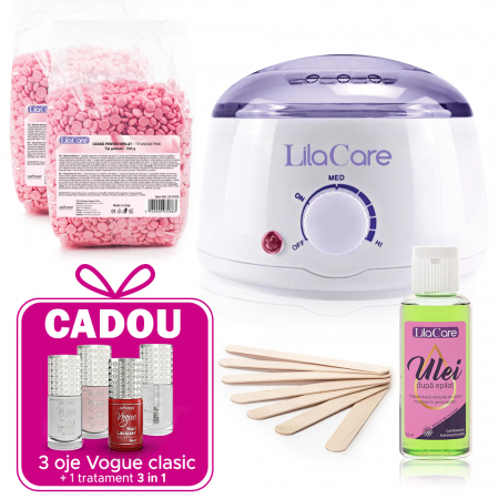 Set epilare - Kit epilare ceara LilaCare LR100-101 rose