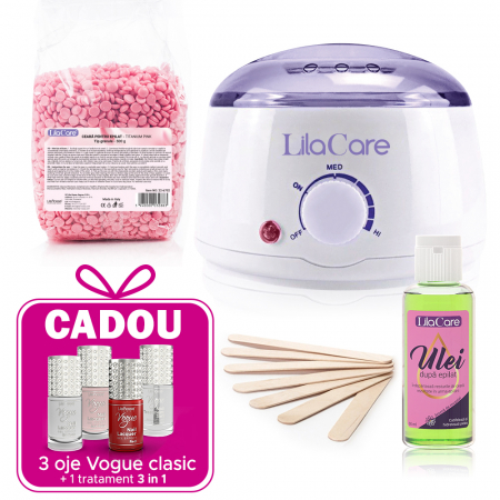Set epilare - Kit epilare ceara LilaCare LR100-001 rose
