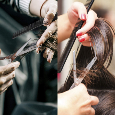 Kit frizerie pentru incepatori cu foarfeca tuns filat si manechin coafor, Brunet, Hair School - 02 [5]