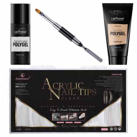 Manichiura si pedichiura - Kit polygel Premium Cover Light