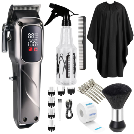 Coafor si Frizerie - Kit Profesional Frizerie Complet – Mașină de Tuns, Pelerină și Accesorii Barber