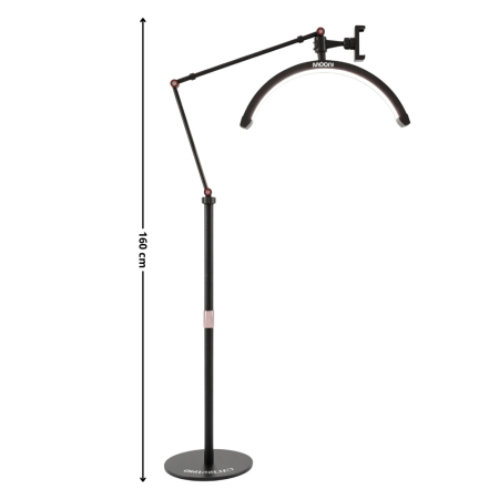 Ingrijire personala & Cosmetice - Lampă cosmetică LED Moon Light, semilună profesională, neagră, 20W, 1800 lm – iluminare pentru gene, cosmetică și micropigmentare