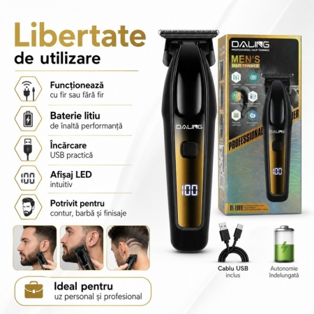 Masina de Contur Profesionala Daling DL-1969, Trimmer Barba si Par, Aparat Tuns Contur [2]