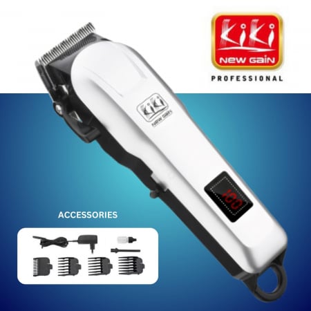 Masina de tuns profesionala NG-777-S, argintie, fara fir, afisaj LED, autonomie 4h, 4 gratare [2]