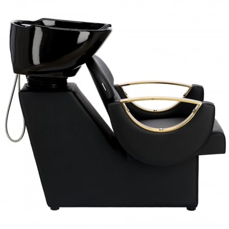 Mobilier coafor cu 2 scaune frizerie negre aurii si scafa coafor profesionala [4]