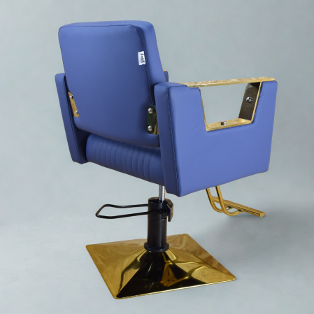 Mobilier frizerie cu scafă și 2 scaune coafor, Albastru închis cu Auriu Gold – Set profesional salon [3]