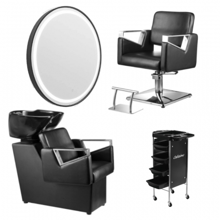 Mobilier Salon · Seturi - Mobilier frizerie cu un scaun coafor - Amenajare salon coafor Rome