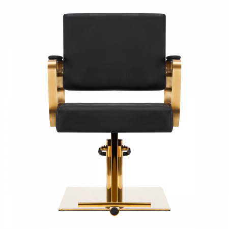 Mobilier salon coafura cu 2 scaune coafor si scafa frizerie, neagra cu auriu [3]