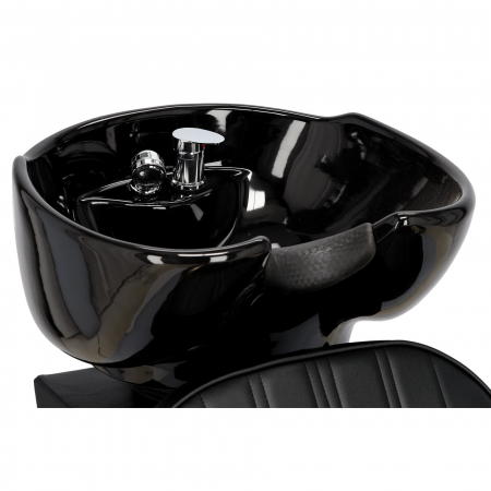 Mobilier salon coafura cu 2 scaune coafor si scafa frizerie, Negru cu auriu, Anastasia [6]