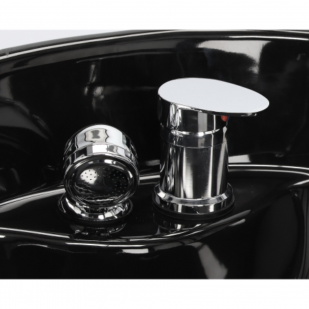 Mobilier salon coafura cu 2 scaune coafor si scafa frizerie, Negru cu auriu, Anastasia [7]