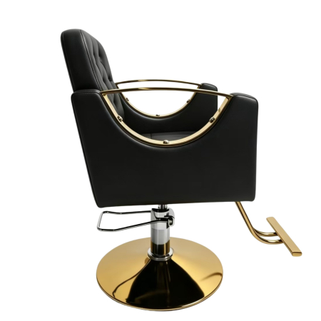 Mobilier salon frizerie cu 2 scaune coafor si scafa frizerie, Negru cu auriu [5]