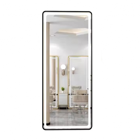 Post de lucru - Mobilier salon Post de lucru coafor Oglinda LED PS008, margine neagra, 170x70 cm, cu touch