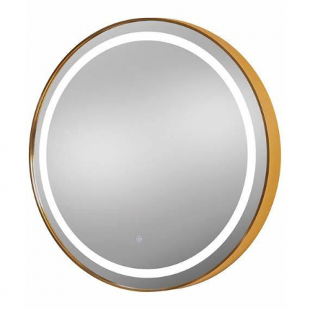 Post de lucru - Oglinda LED salon frizerie coafor, rotunda, margine aurie, mare, 80cm diametru
