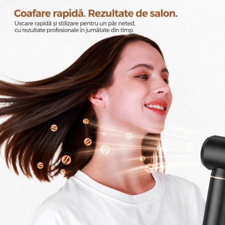 Ondulator automat cu aer cald, Aparat De Coafat pentru bucle Multifunctional 6 In 1, Uscator si perie volum, Multistyler par [4]