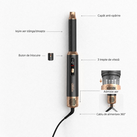 Ondulator automat cu aer cald, Aparat De Coafat pentru bucle Multifunctional 6 In 1, Uscator si perie volum, Multistyler par [5]