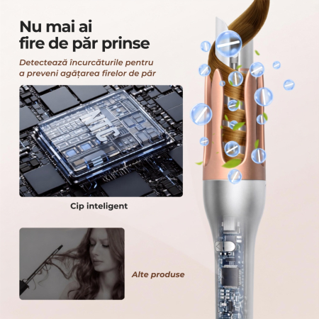 Ondulator Automat de Par, Rotativ, Aparat pentru bucle, Invelis din Turmalina Ceramica, Protectie avansata [2]