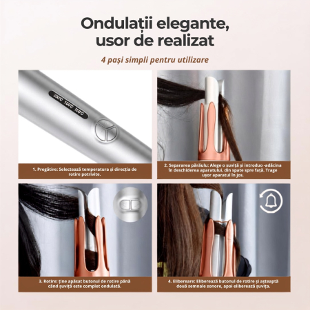 Ondulator Automat de Par, Rotativ, Aparat pentru bucle, Invelis din Turmalina Ceramica, Protectie avansata [3]