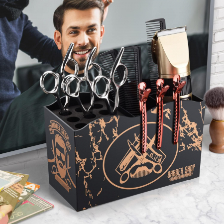 Organizator frizerie Ardette, Negru, plastic dur, 17X8X10cm, suport foarfece tuns [2]