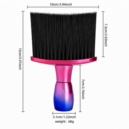 Pamatuf frizerie profesional cu maner, Fuxi cu Albastru Metalizat, peri densi, 10x15cm [4]