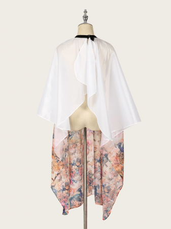 Pelerina coafor, alba, cu imprimeu floral, stil romantic, rafinat, impermeabila [7]