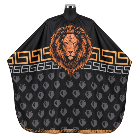 Coafor si Frizerie - Pelerină frizerie pentru Tuns, Profesională, Lunga, Design Barber Cap de Leu, Neagra