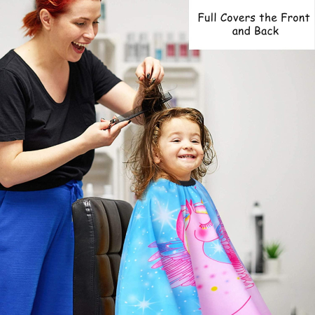 Pelerina tuns copii pentru fetite, roz, cu imprimeu unicorn, impermeabila, pentru coafor [3]